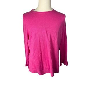 Talbots Hot‎ Pink Crew Neck Long Sleeve Sweater Knit Top Women's XL